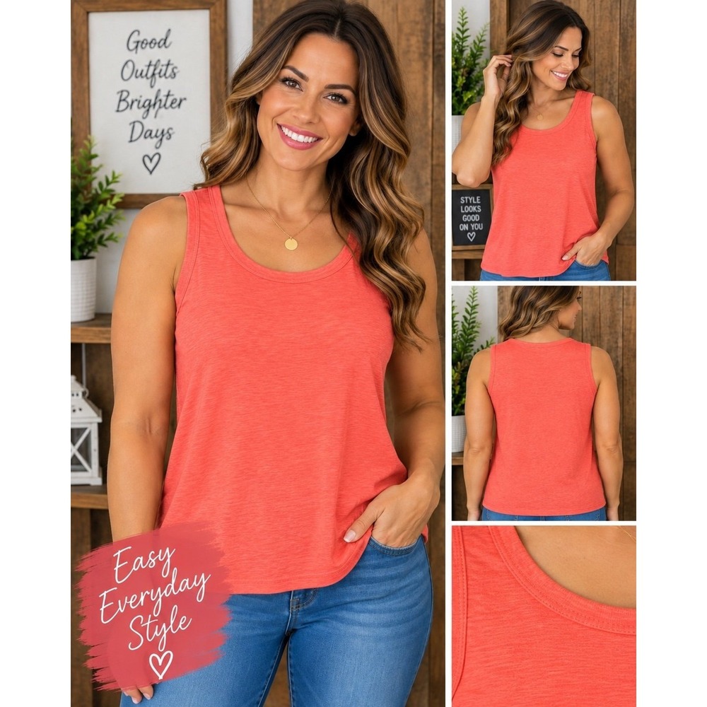 Time and Tru Women’s XL Coral Sleeveless Scoop Neck Tank Top Size 16-18